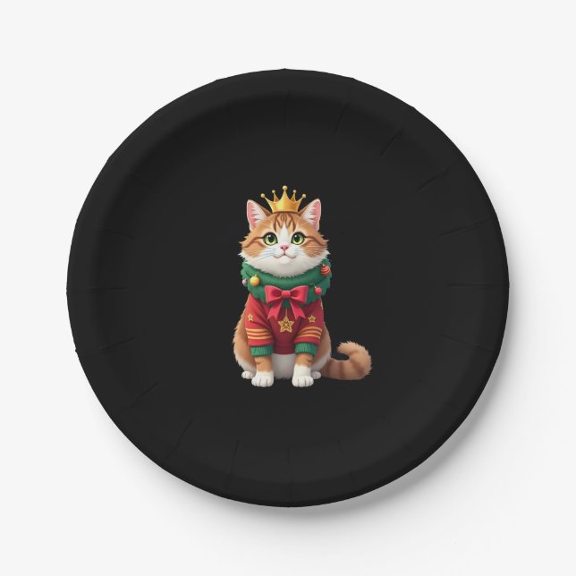 Christmas Maine Coon American Longhair (1) Paper Plate (Front)