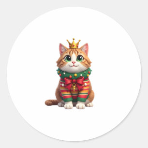 Christmas Maine Coon American Longhair (4) Classic Round Sticker