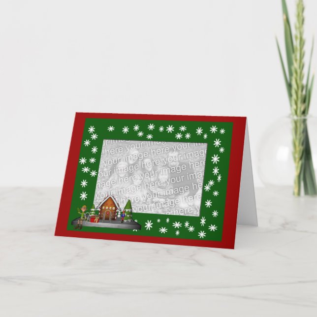 Christmas Male Elf Scene Holiday Photo Card (Front)