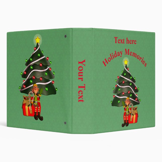 Christmas Male Elf Tree Holiday Personalized   Binder (Background)