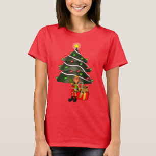 Christmas Male Elf Tree Present Cute  T-Shirt