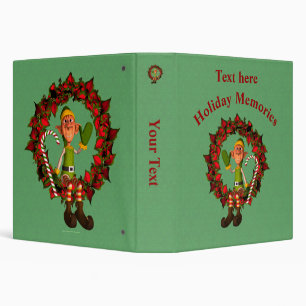 Christmas Male Elf Wreath Holiday Personalized  Binder