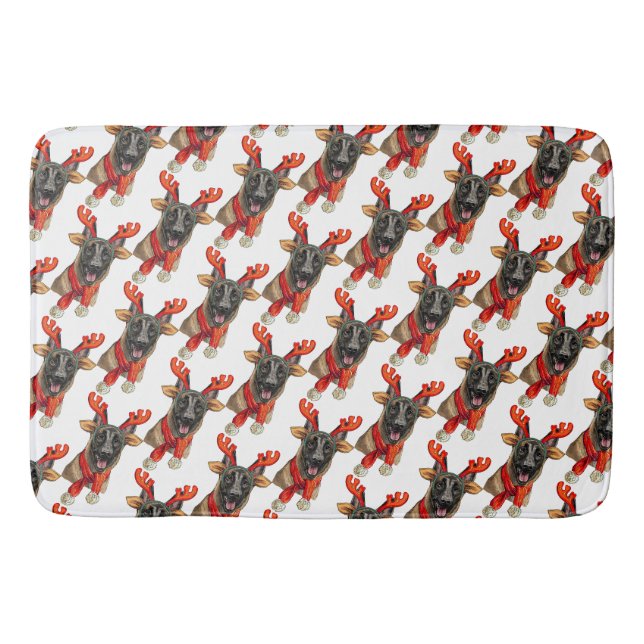 Christmas Malinois dog  Wrapping Paper Bath Mat (Front)