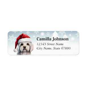 Christmas Maltese Chien Retourner Adresse Étiquett