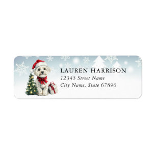 Christmas Maltese Dog Return Address Labels