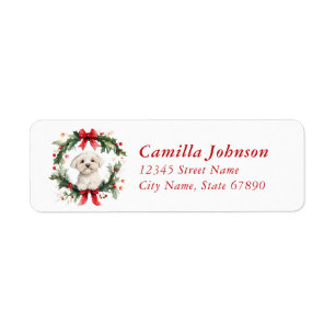 Christmas Maltese Dog Return Address Labels