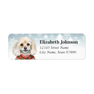 Christmas Maltese Dog Return Address Labels