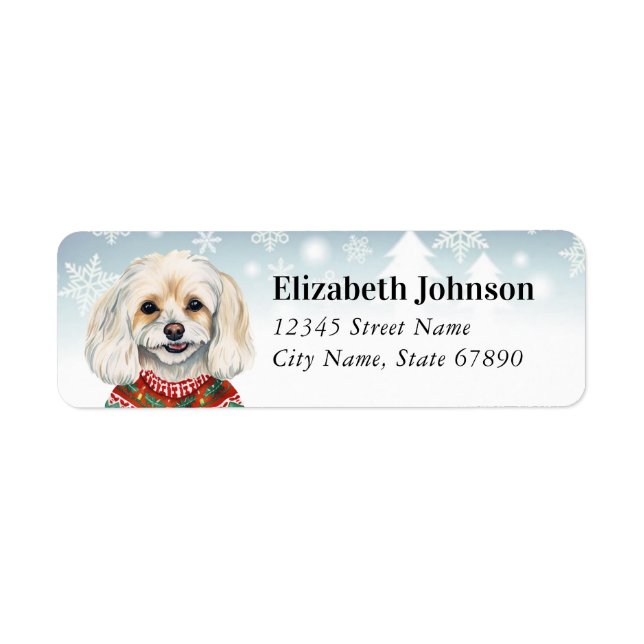 Christmas Maltese Dog Return Address Labels (Front)