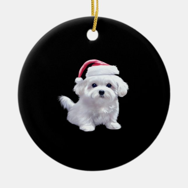 Christmas Maltese - Perfect For Animal Lovers Clas Ceramic Ornament (Front)