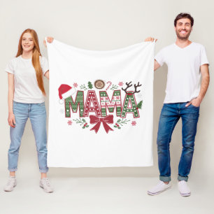 Christmas Mama Coquette Bow Mama Claus Tree Cake Fleece Blanket