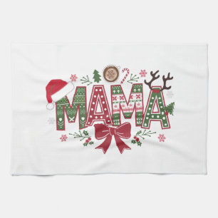 Christmas Mama Coquette Bow Mama Claus Tree Cake  Kitchen Towel
