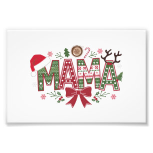 Christmas Mama Coquette Bow Mama Claus Tree Cake Photo Print