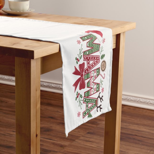 Christmas Mama Coquette Bow Mama Claus Tree Cake  Short Table Runner (In Situ)