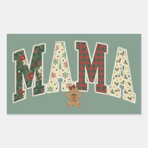 Christmas Mama Faux Patchwork Pattern II Sticker