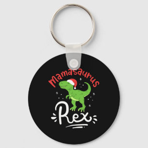 Christmas Mama Saurus Rex Dinosaur Mother Xmas  Keychain