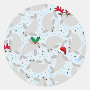 christmas manatee classic round sticker
