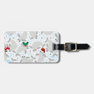 christmas manatee luggage tag