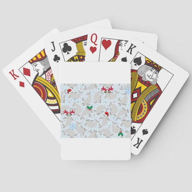 christmas manatee playing cards (Back)
