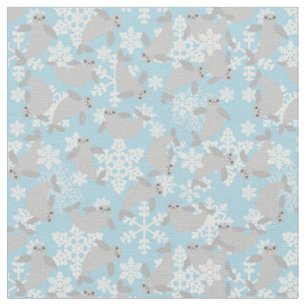 christmas manatee winter blue snowflakes fabric