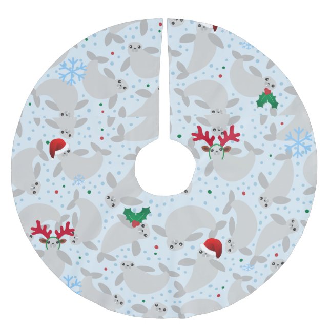christmas Manatee xmas tree skirt (Front)