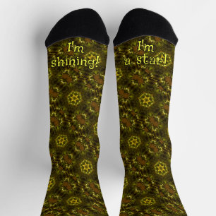 Christmas Mandala Gold Star Festive Holiday Quote Socks