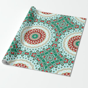Christmas Mandala Kaleidoscope Medallion Flower Wrapping Paper