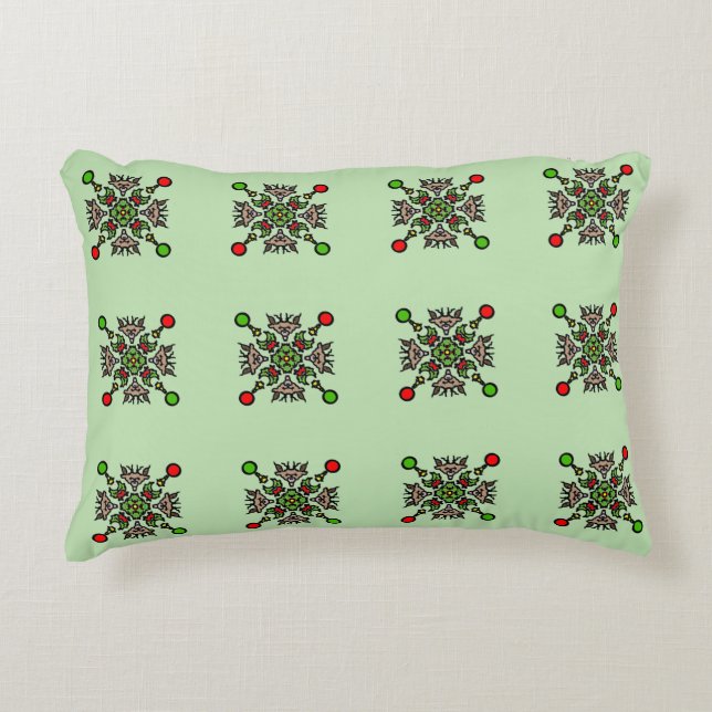 Christmas Mandala Pattern Accent Pillow (Front)