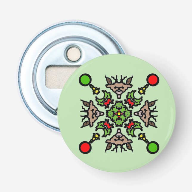 Christmas Mandala Pattern Bottle Opener (Front)