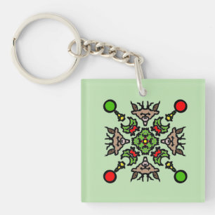 Christmas Mandala Pattern Keychain