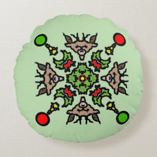 Christmas Mandala Pattern Round Pillow