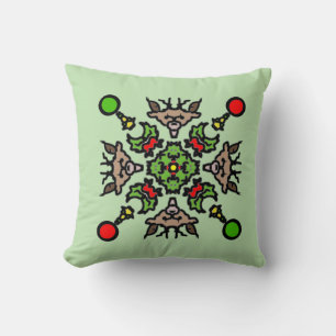 Christmas Mandala Pattern Throw Pillow