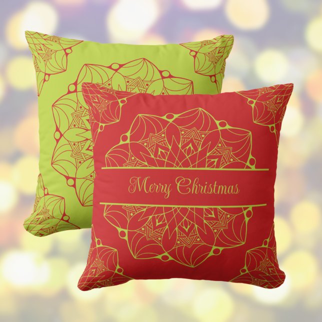 Christmas Mandala Personalized Throw Pillow (Creator Uploaded)