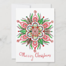 Christmas mandala snowflake holiday greeting card