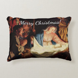 Christmas Manger Scene Accent Pillow