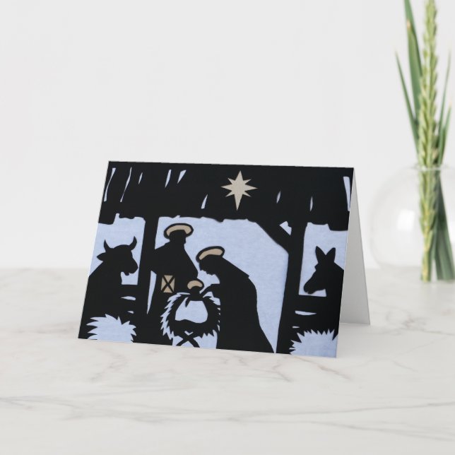 Christmas Manger Scene Card, Customizable rv Holiday Card (Front)