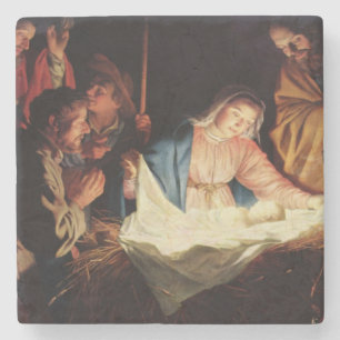 Christmas Manger Scene Stone Coaster