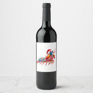Christmas Mantis Shrimp Odontodactylus Colourful Wine Label