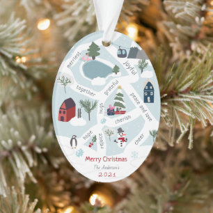 Christmas map story telling illustrations photo ornament