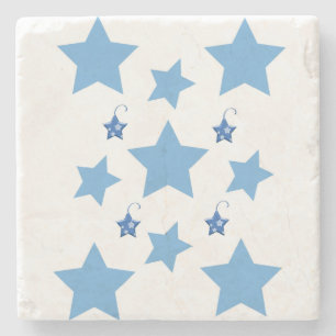 Christmas Marble Stone Coaster, Blue Stars Stone Coaster