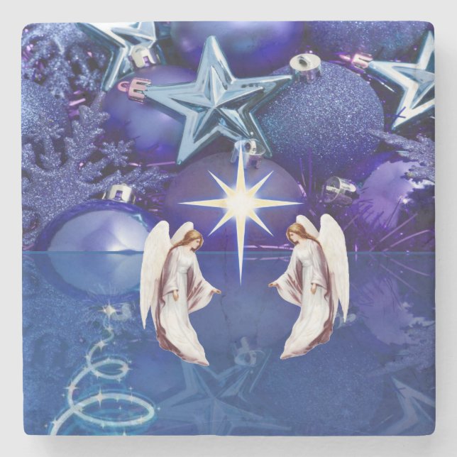 Christmas Marble Stone Coaster, Christmas Angel Coaster (Front)