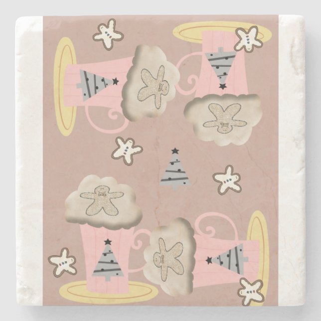 Christmas Marble Stone Coaster, Coffee Cappuccino  Stone Coaster (Front)