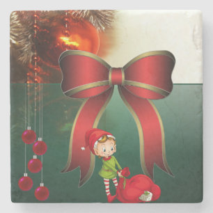 Christmas Marble Stone Coaster, Elf Coaster