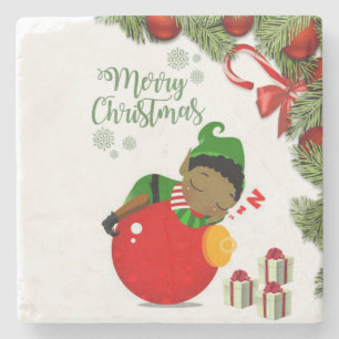 Christmas Marble Stone Coaster, Elf Stone Coaster
