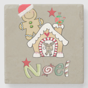 Christmas Marble Stone Coaster, Gingerbread Man Stone Coaster