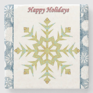 Christmas Marble Stone Coaster, Happy Holidays Coaster