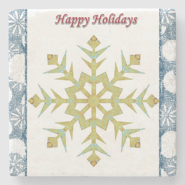 Christmas Marble Stone Coaster, Happy Holidays Coaster (Front)