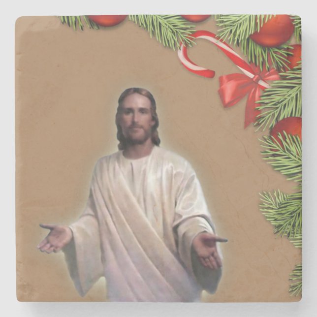 Christmas Marble Stone Coaster, Jesus Christ Coaster (Front)