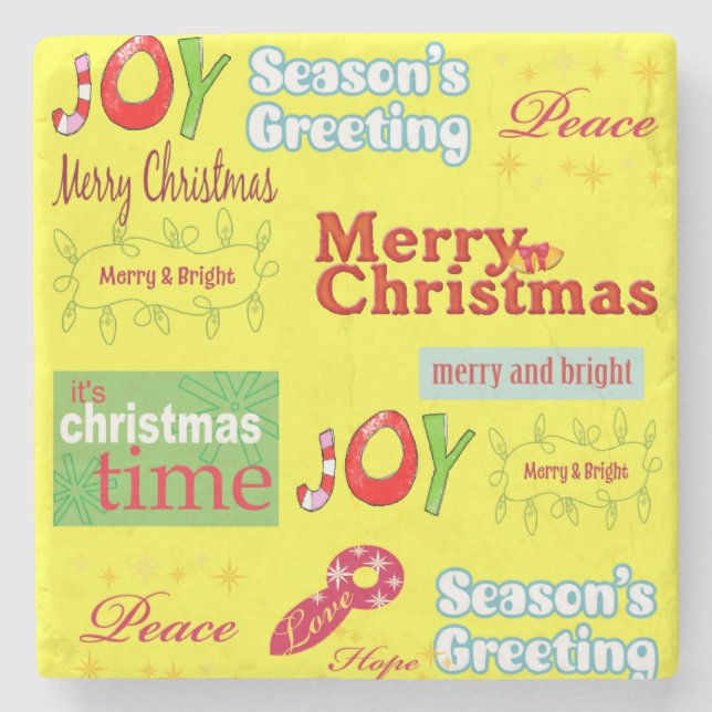 Christmas Marble Stone Coaster, Joy Peace  Stone Coaster (Front)