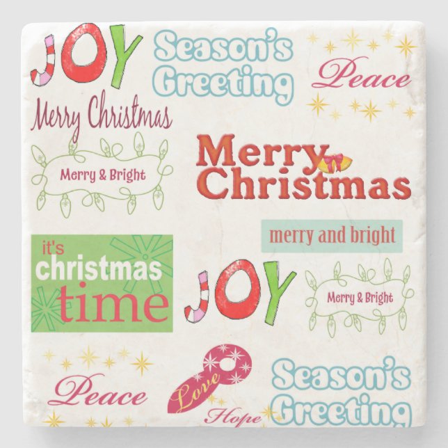 Christmas Marble Stone Coaster, Joy Peace  Stone Coaster (Front)