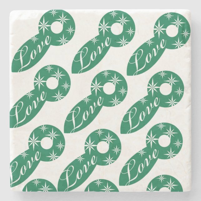 Christmas Marble Stone Coaster, Love Stars  Stone Coaster (Front)